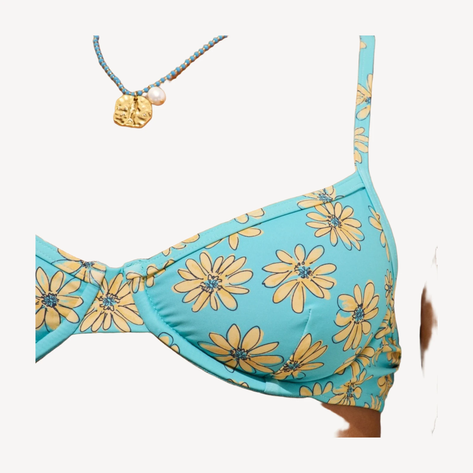 1993 underwire bikini top in retro daisy print