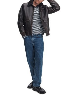 rag & bone Manston Leather Fleece Collar Flight Jacket, photo 2