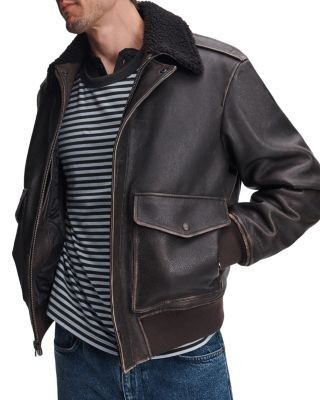 rag & bone Manston Leather Fleece Collar Flight Jacket, photo 3