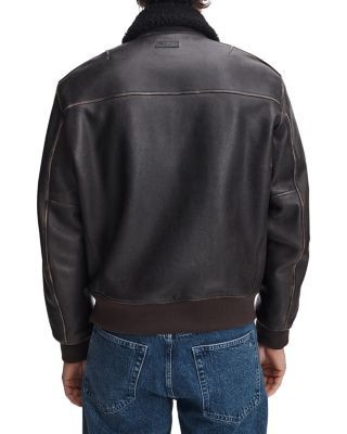 rag & bone Manston Leather Fleece Collar Flight Jacket, photo 4