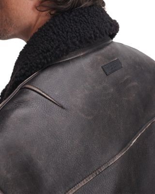 rag & bone Manston Leather Fleece Collar Flight Jacket, photo 6