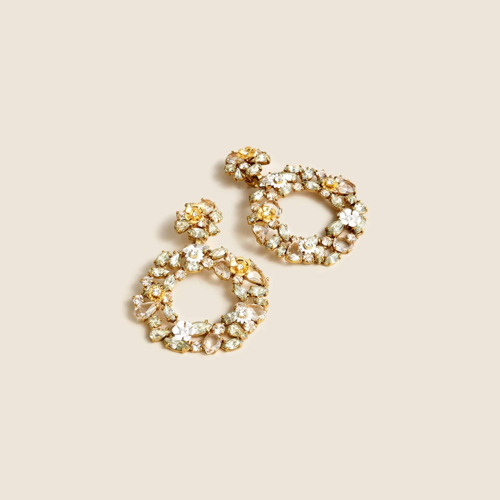 Colorful floral hoop earrings