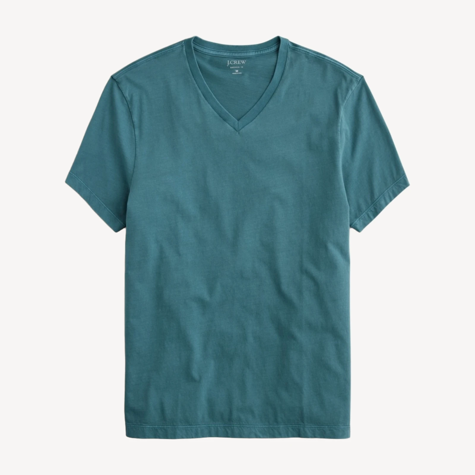 Broken-in short-sleeve V-neck T-shirt