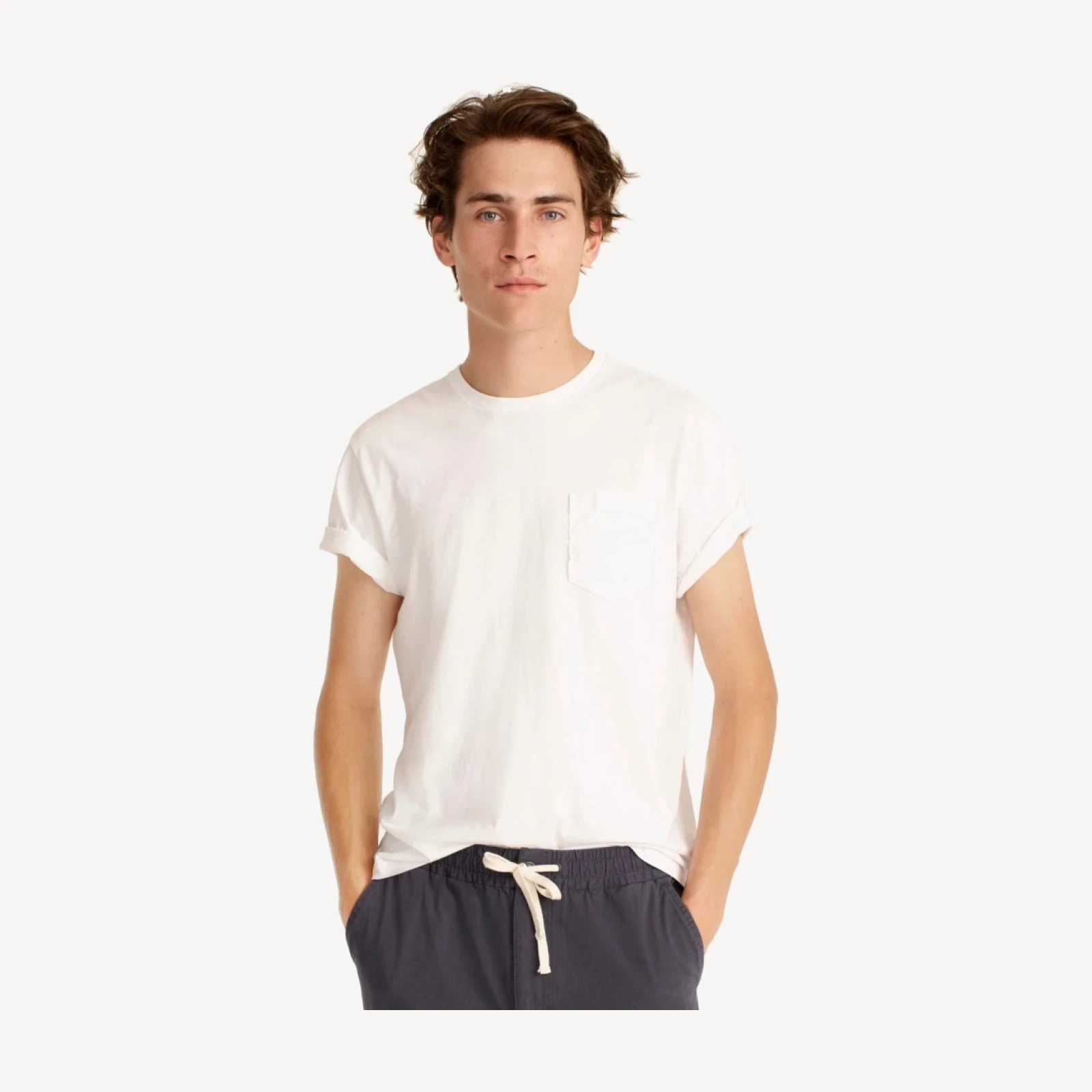 Broken-in short-sleeve pocket T-shirt