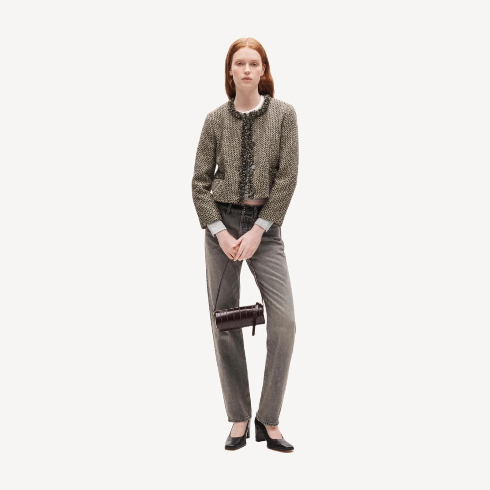 Lady jacket in textured Italian tweed