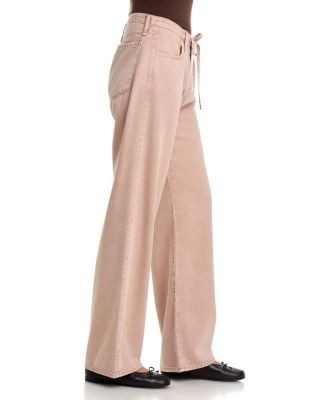 rag & bone Featherweight Phoebe High Rise Drawstring Wide Leg Jeans in Rosestone