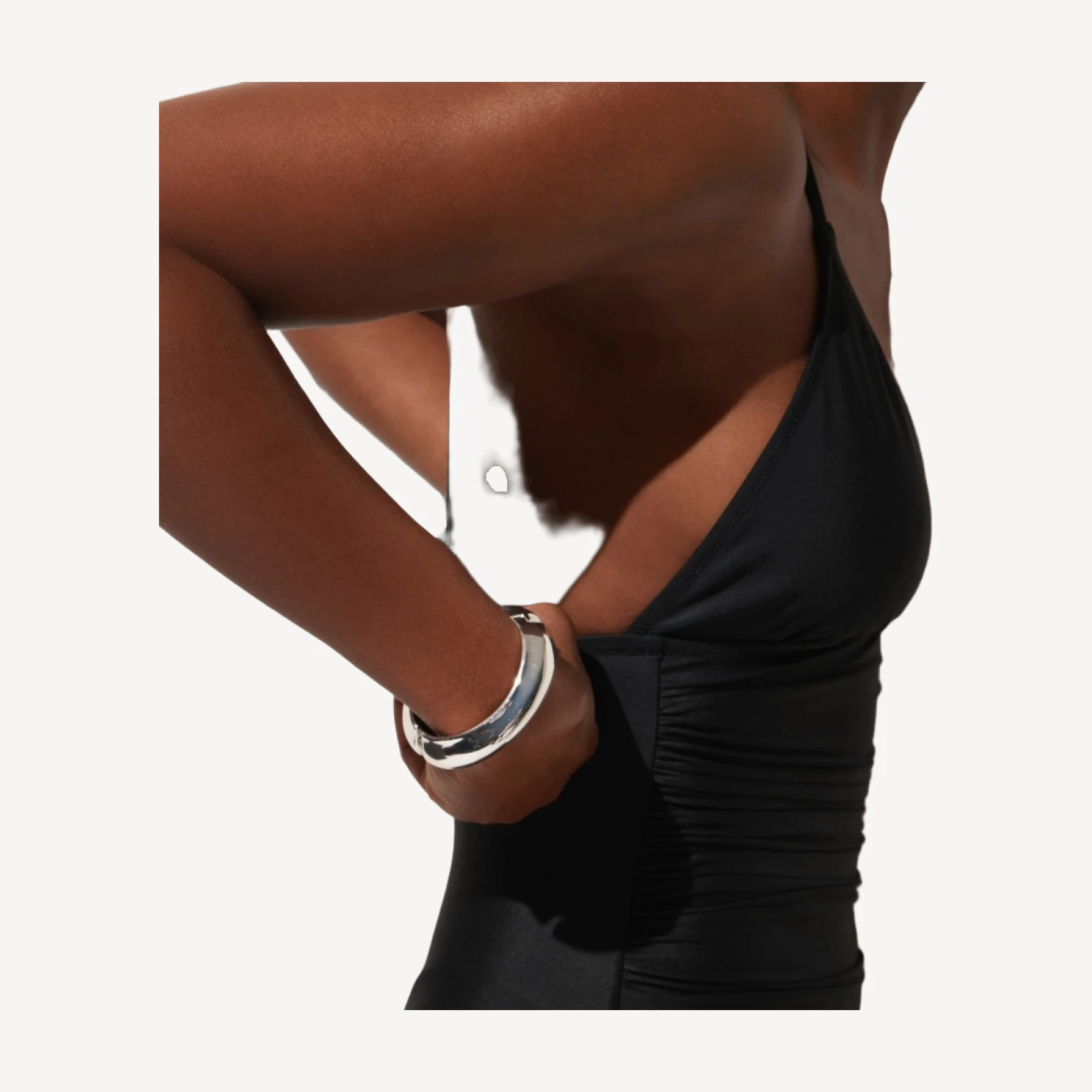 Long-torso ruched plunge one-piece