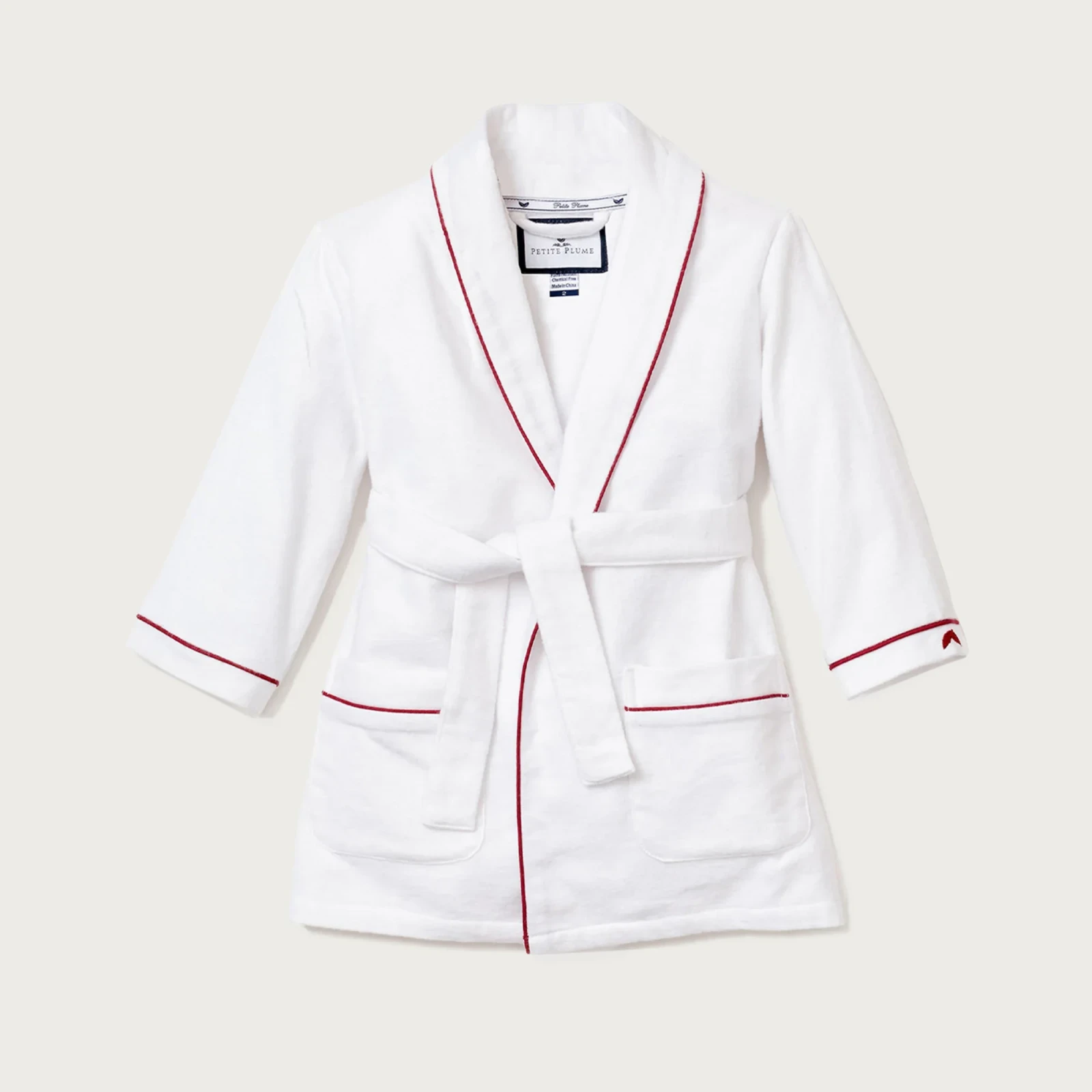 Petite Plume™ kids' flannel robe with piping