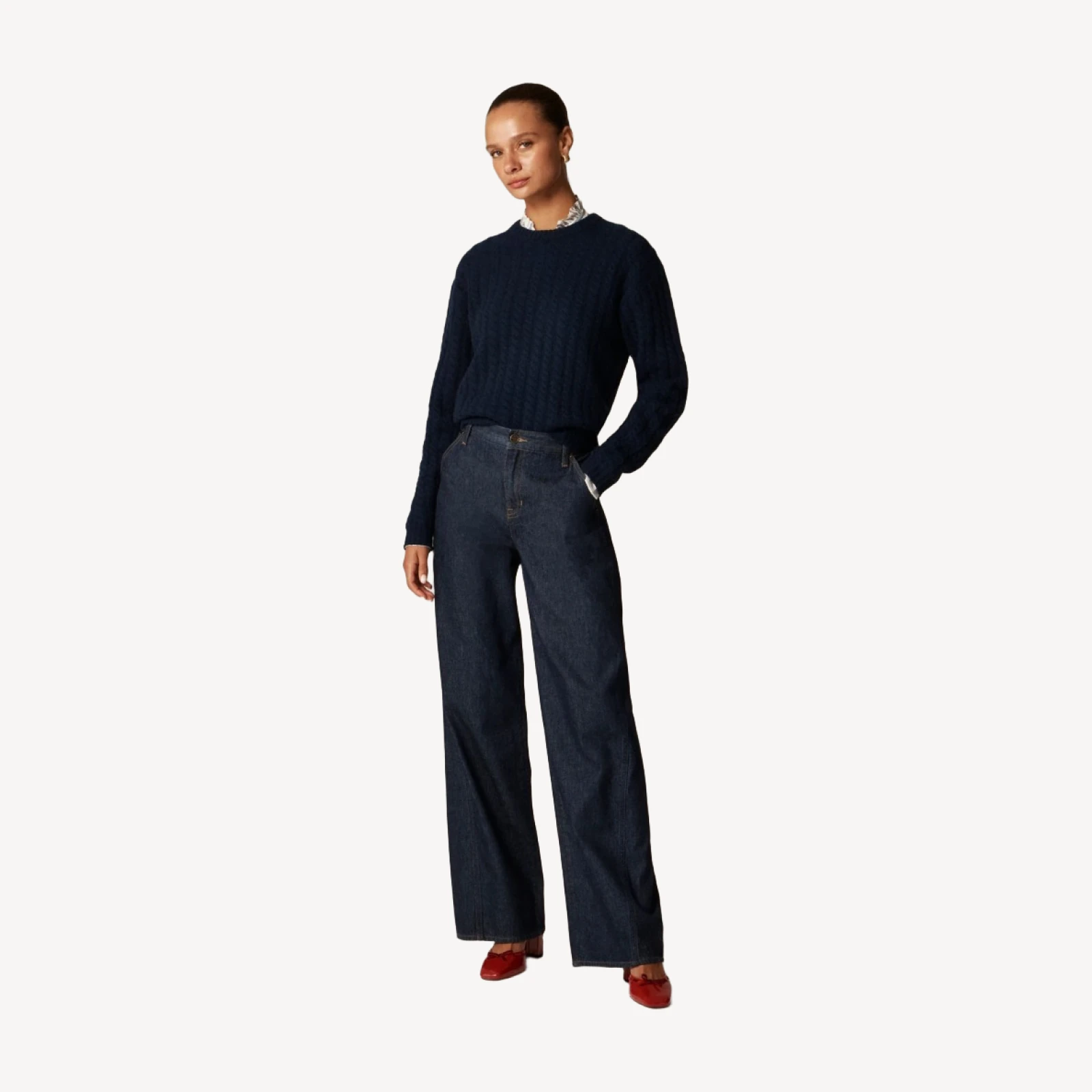 Utility low-rise wide-leg jean in Rinse wash