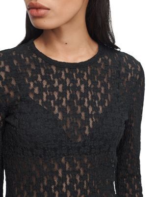 rag & bone Bardot Long Sleeve Textured Top