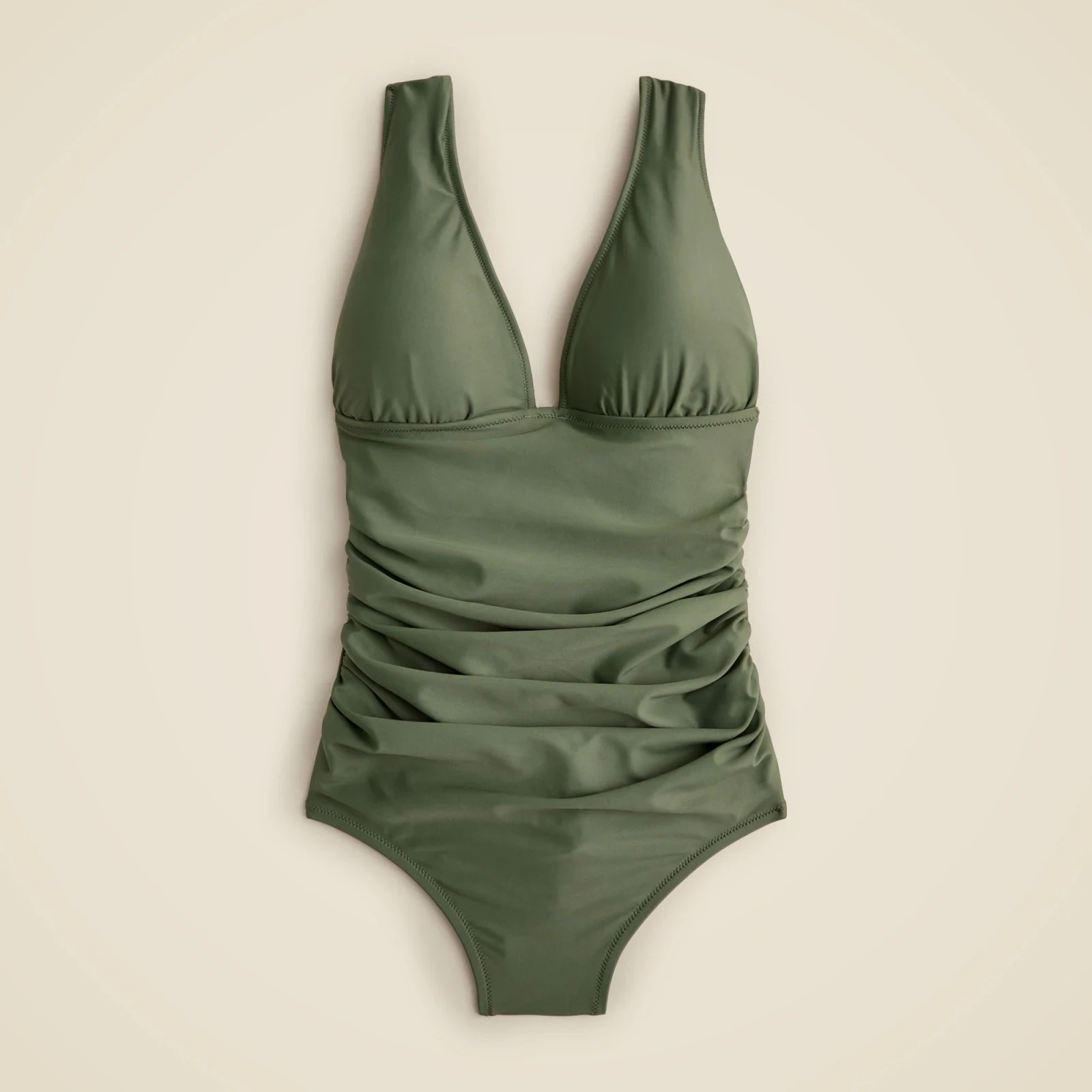 Ruched V-neck one-piece swimsuit