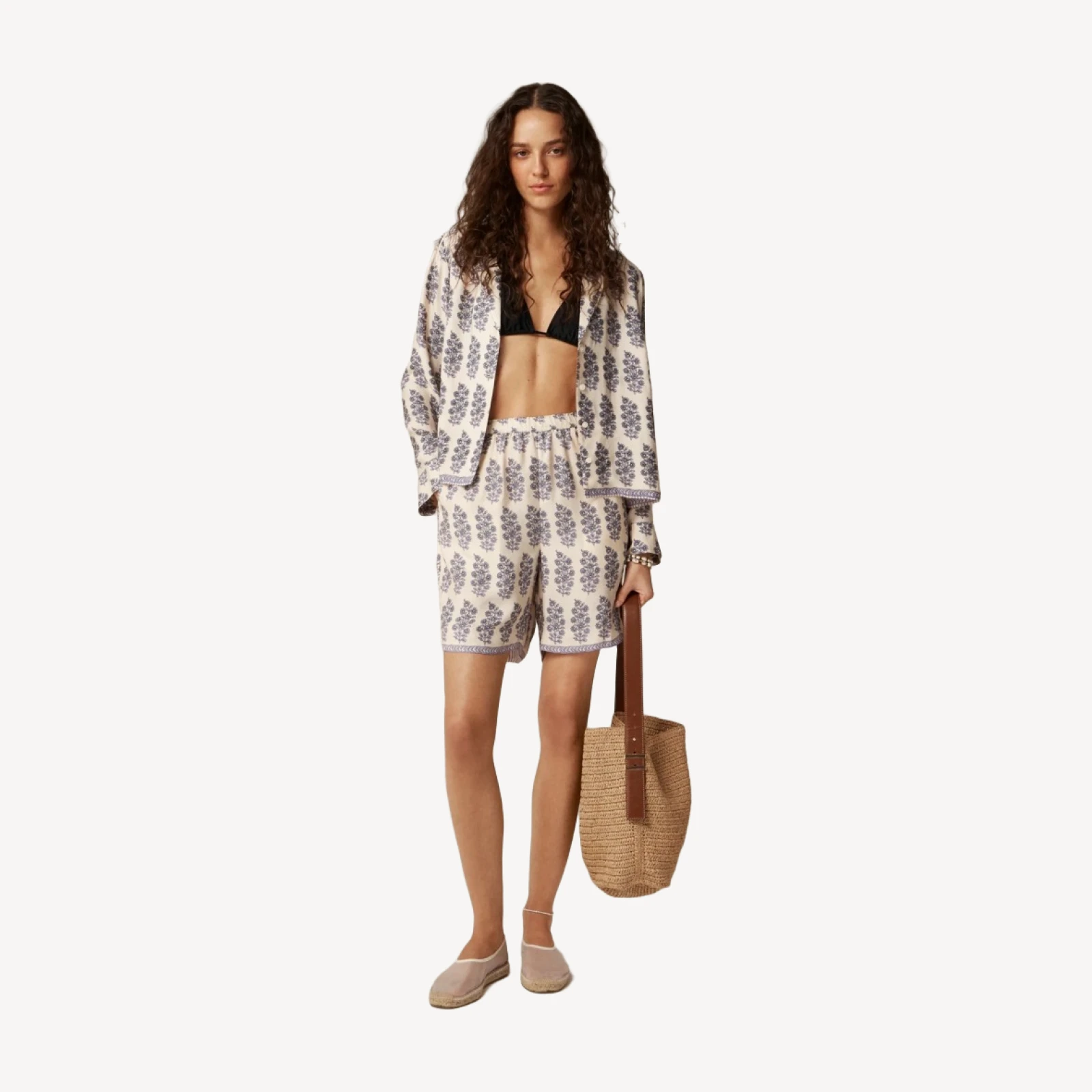 Stratus short in blooming lilac block print