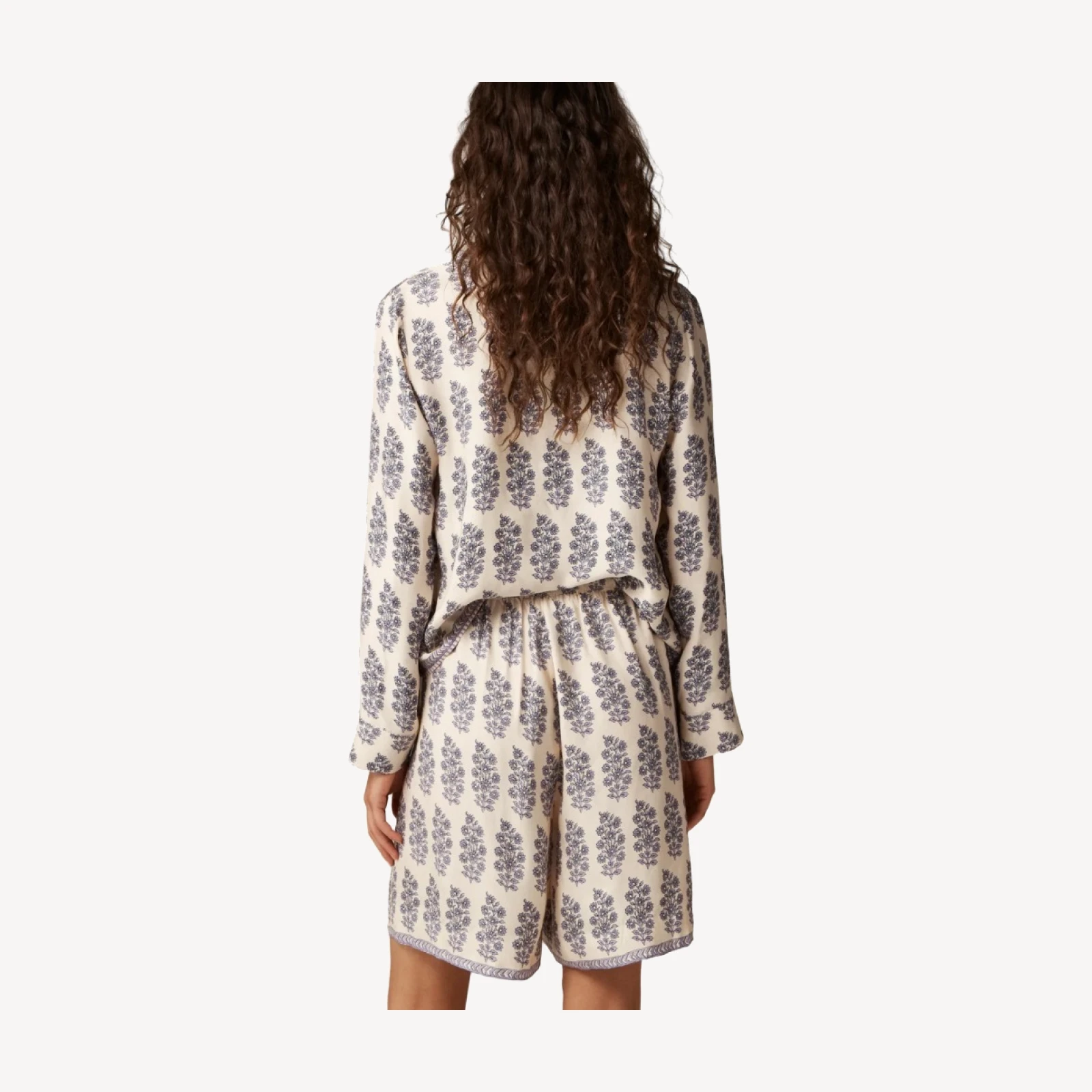 Stratus short in blooming lilac block print