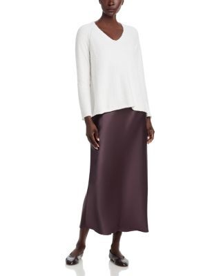 Bloomingdale's Fringed Cotton V Neck Sweater