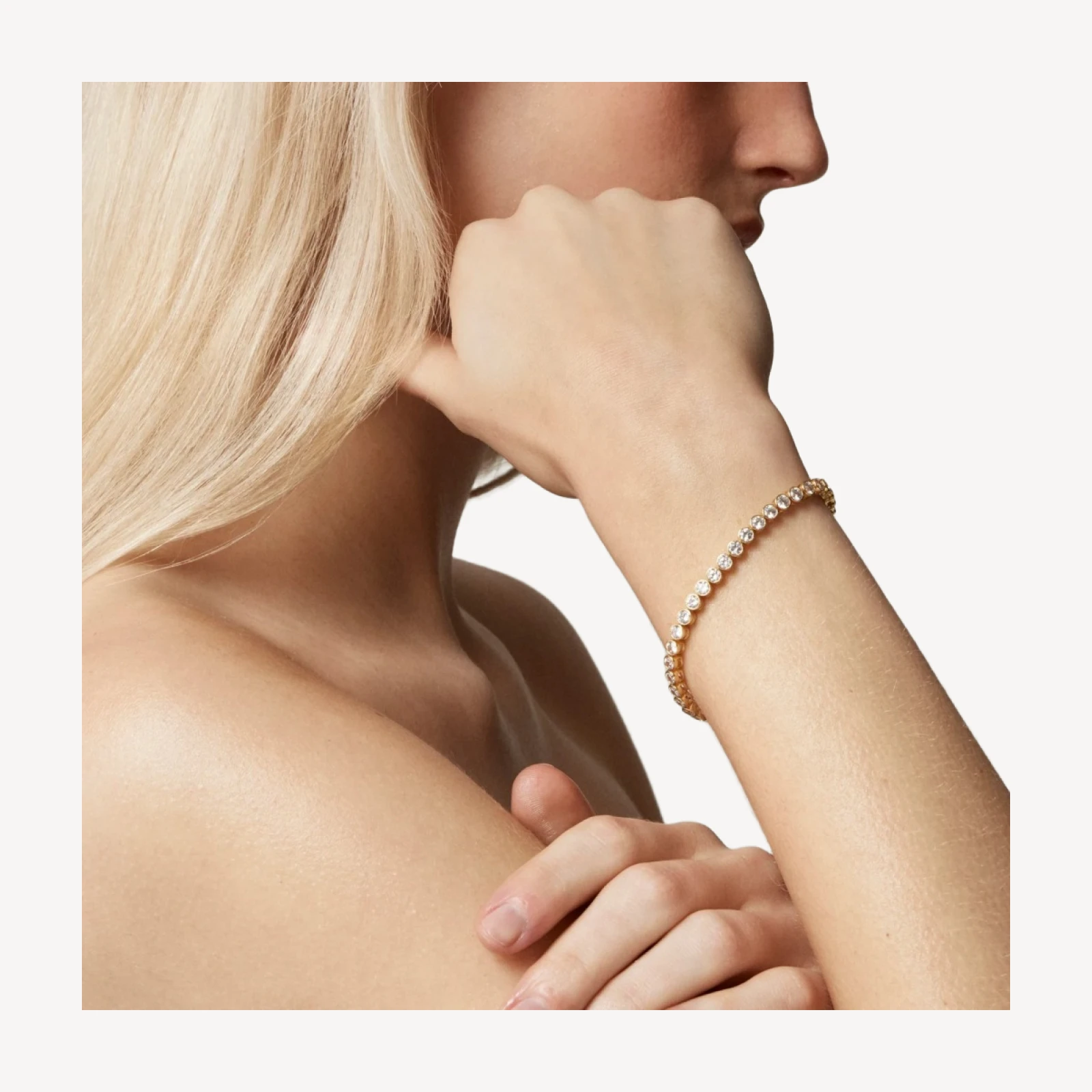 Round cubic zirconia bezel-set tennis bracelet
