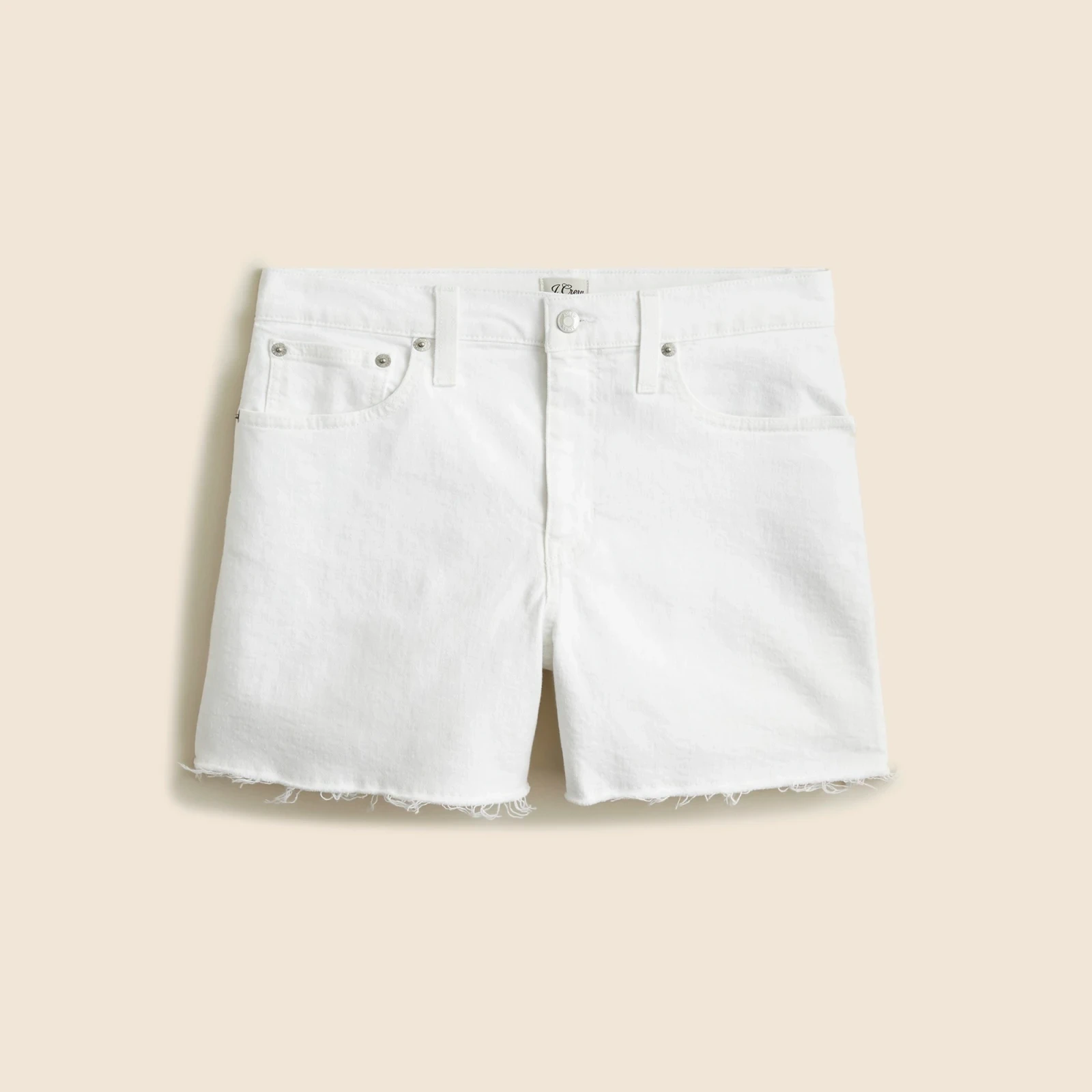 High-rise denim short in white