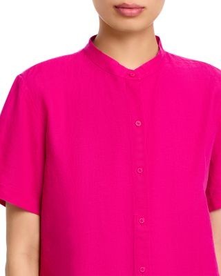 Eileen Fisher Mandarin Collar Short Sleeve Shirt