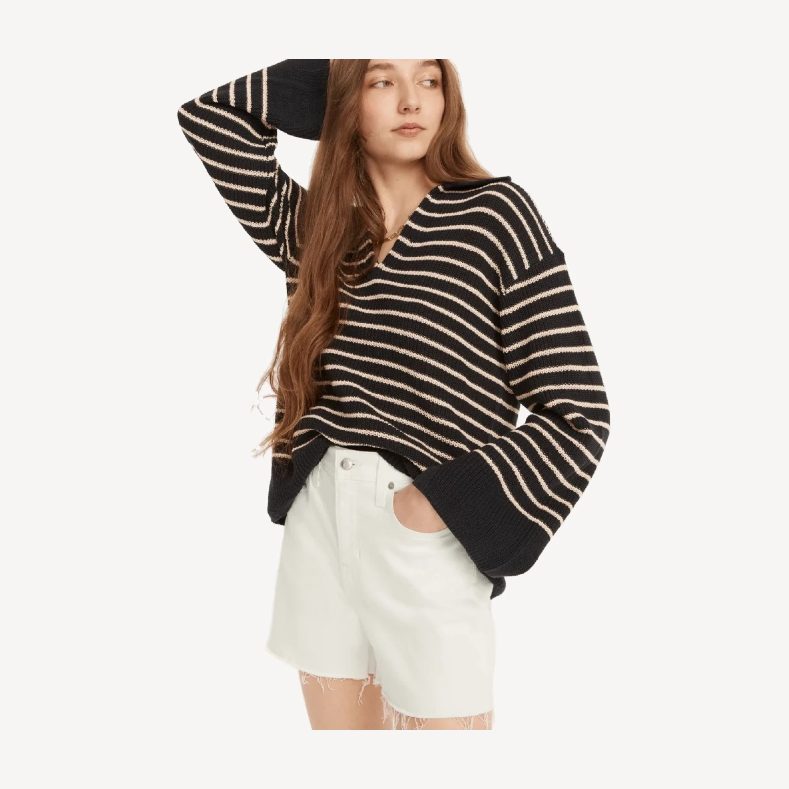 High-rise denim short in white
