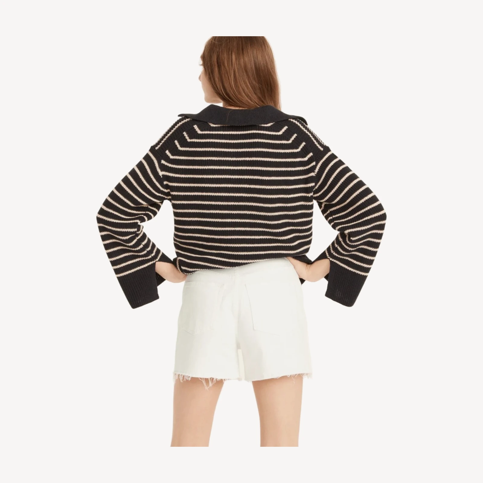High-rise denim short in white