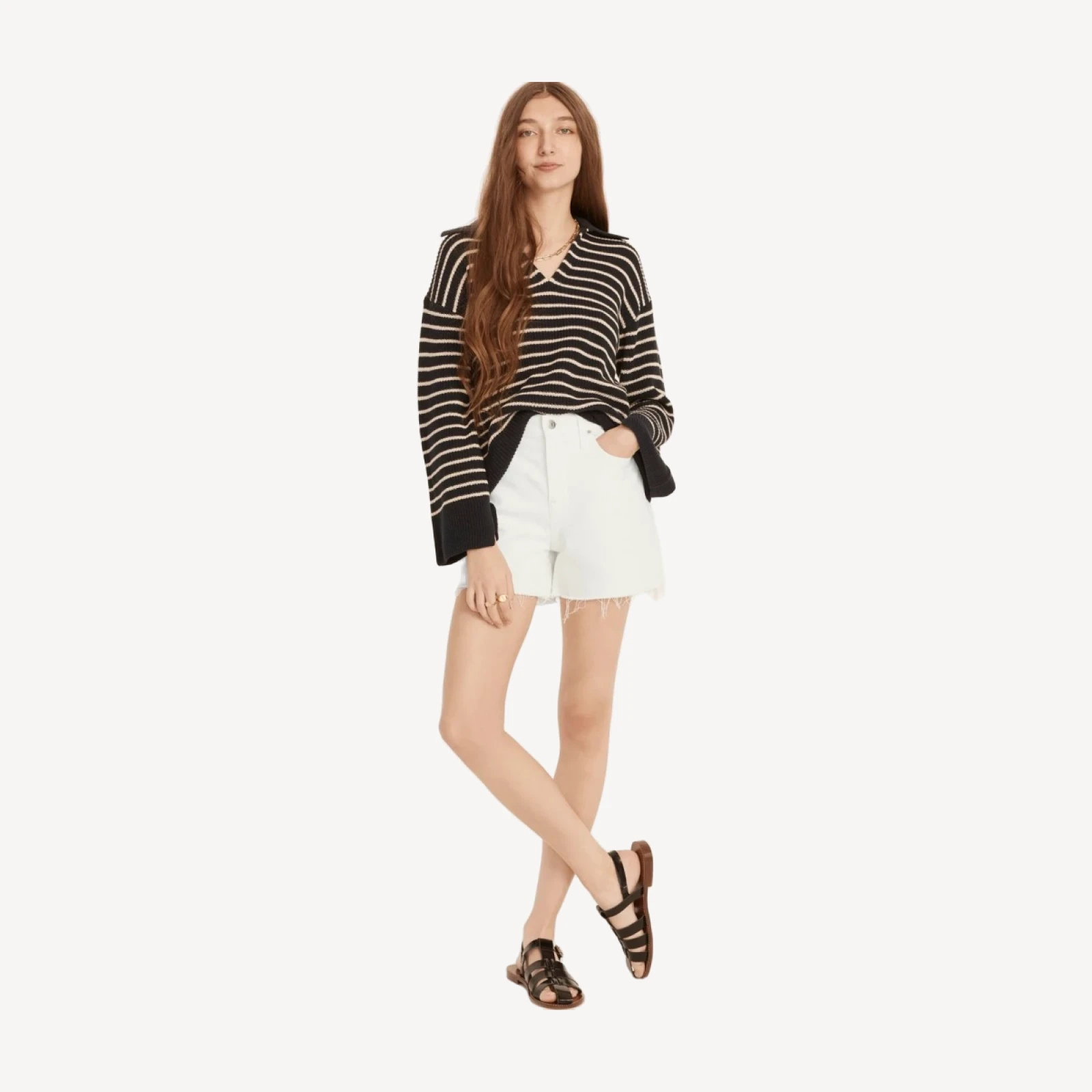 High-rise denim short in white