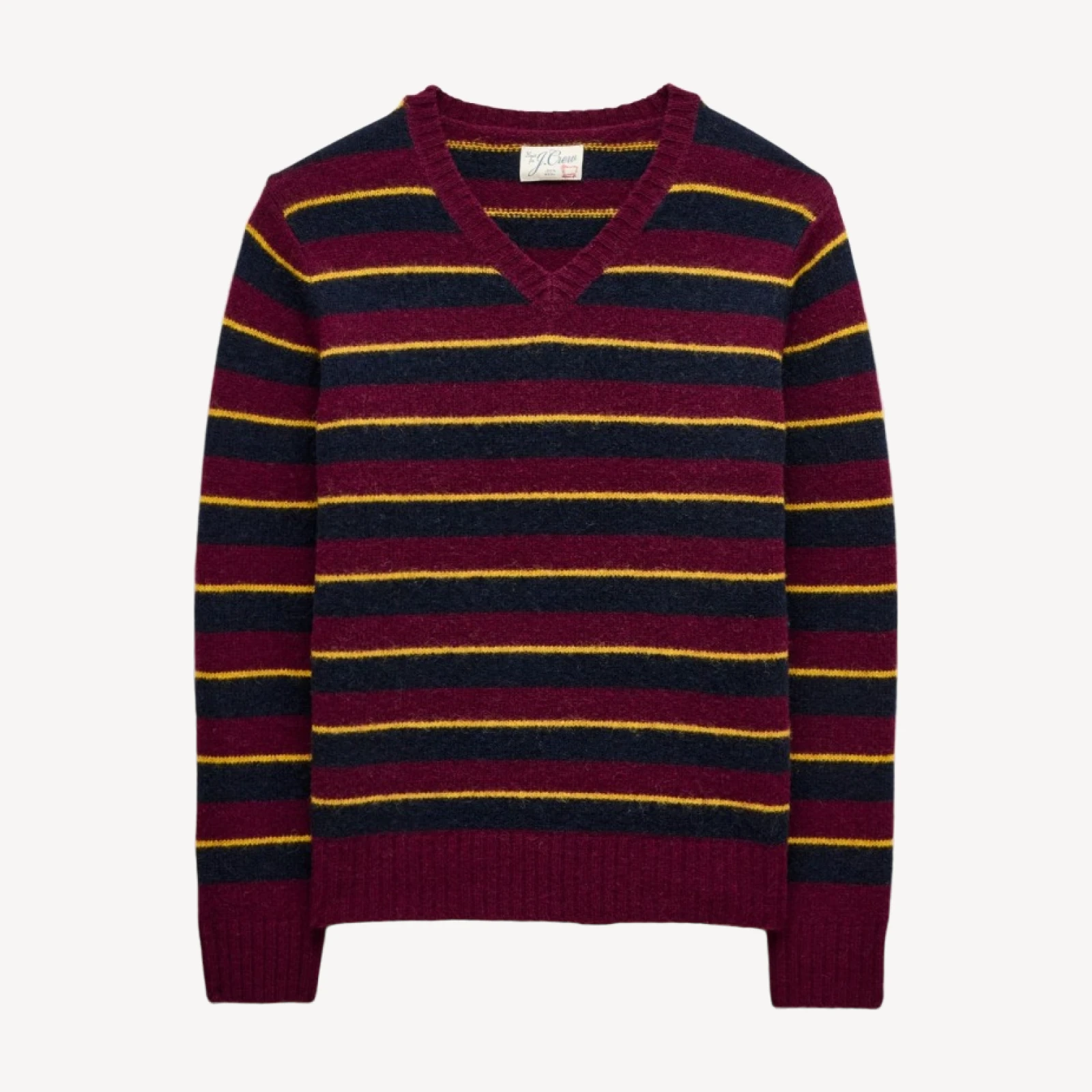 Soft-washed wool V-neck sweater in stripe