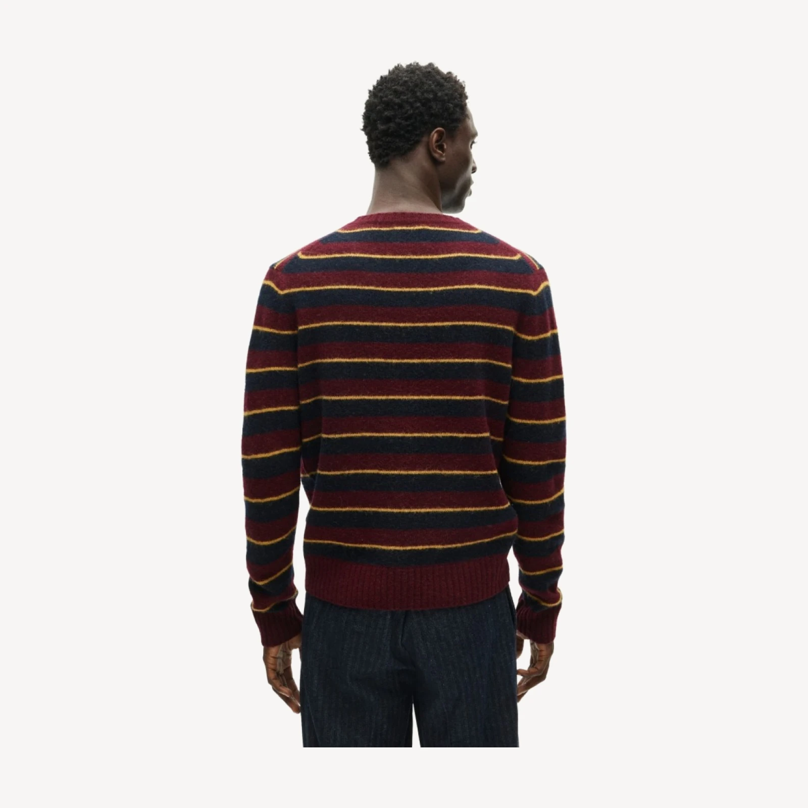 Soft-washed wool V-neck sweater in stripe