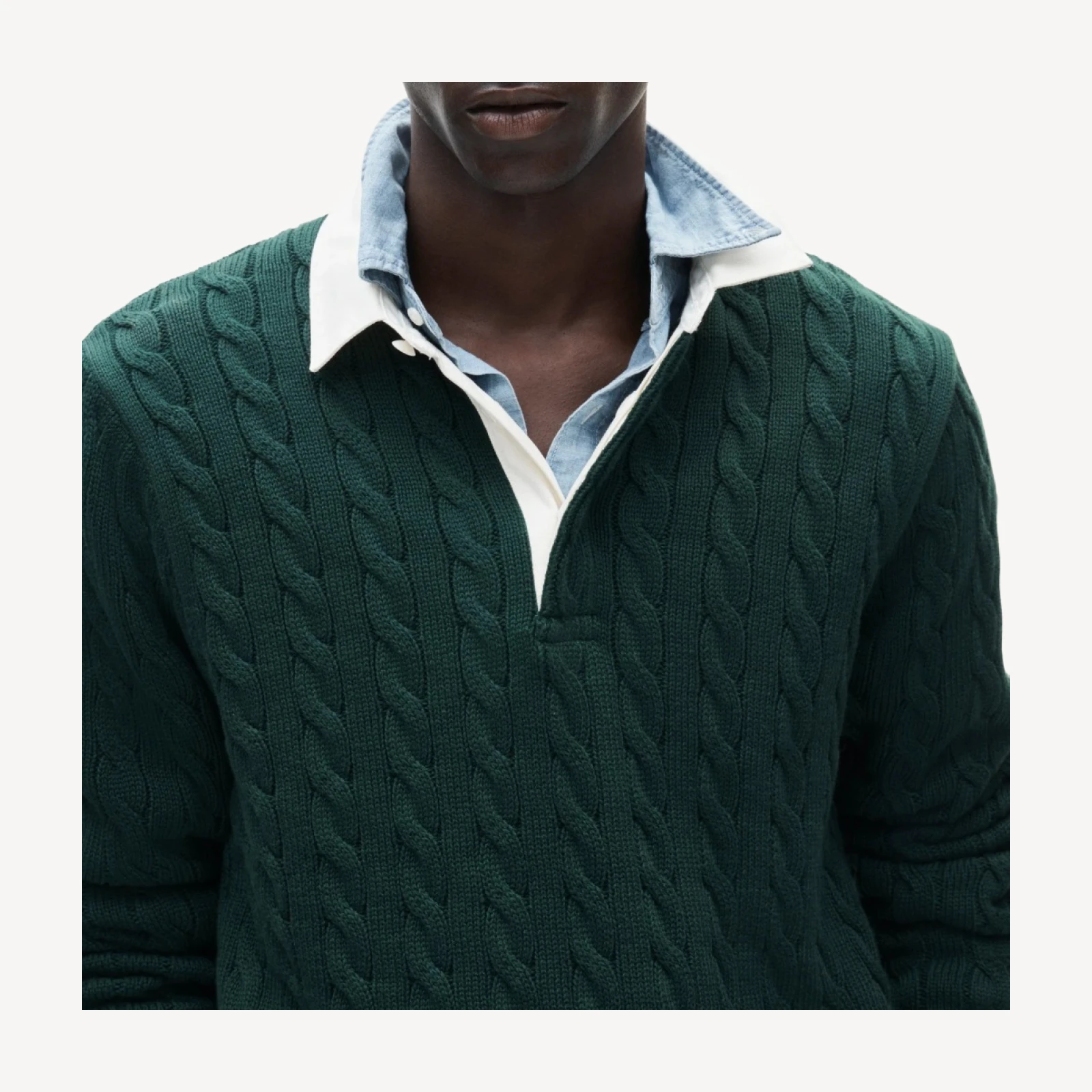 Heritage cotton cable-knit rugby sweater