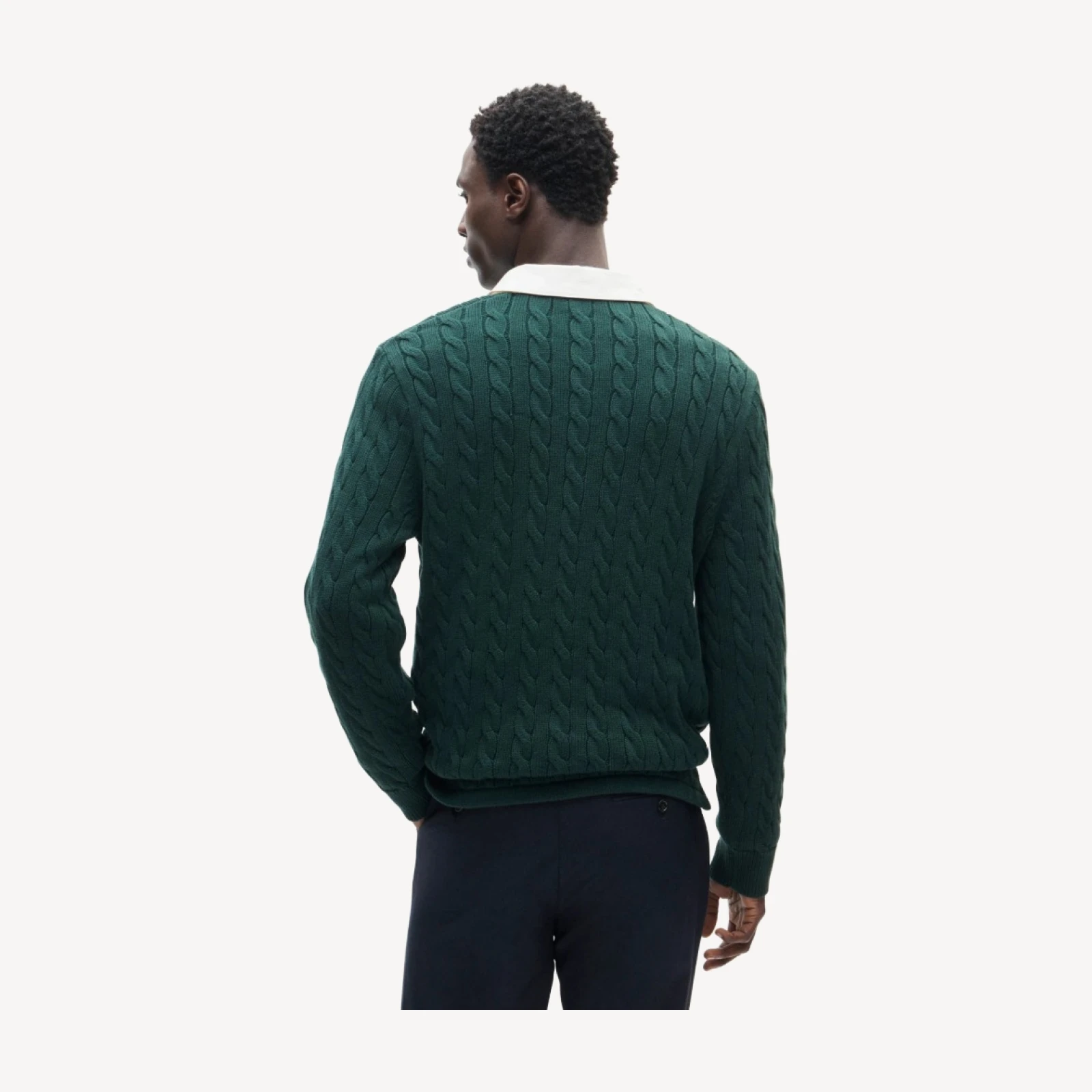 Heritage cotton cable-knit rugby sweater