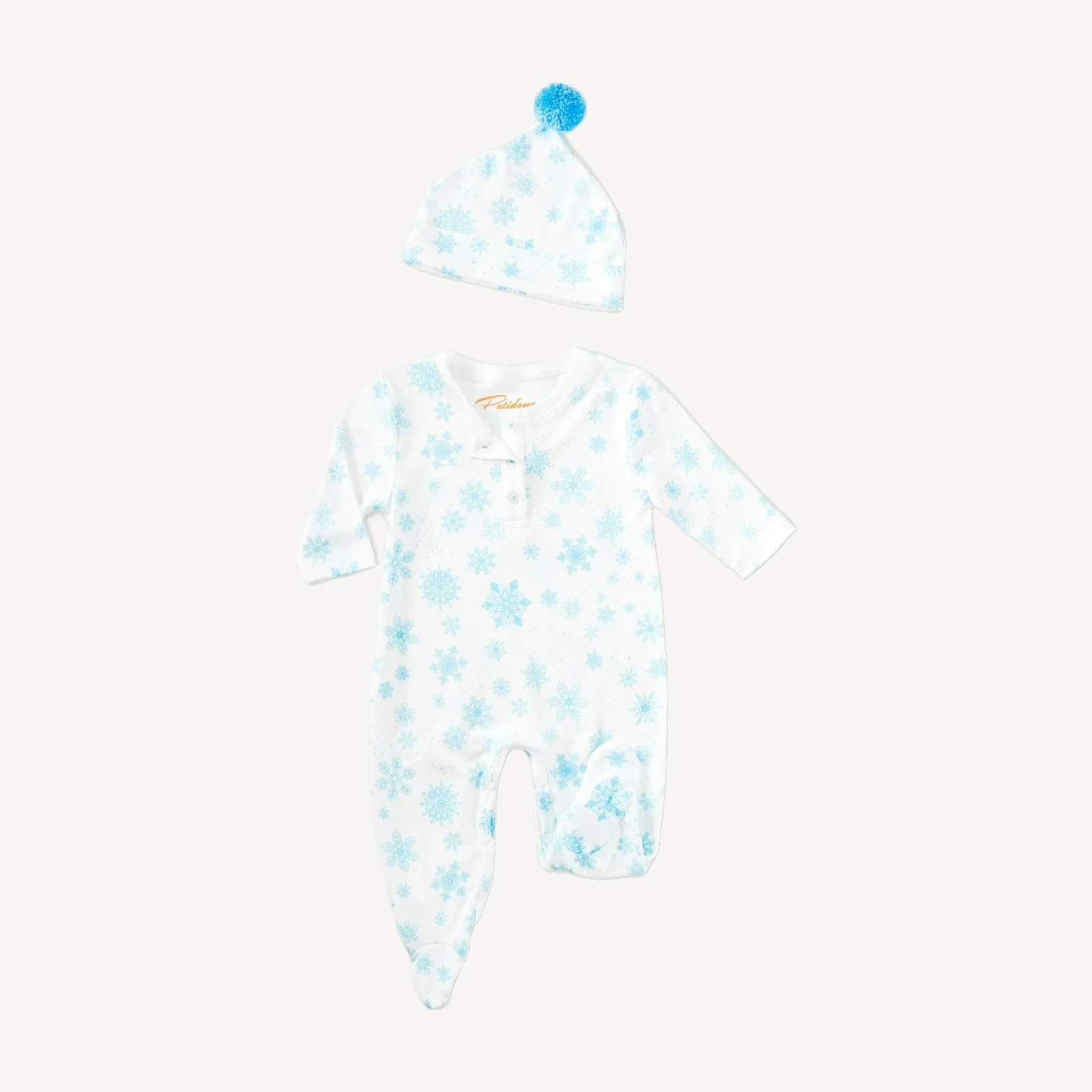 Petidoux babies' Pima cotton one-piece and matching hat set