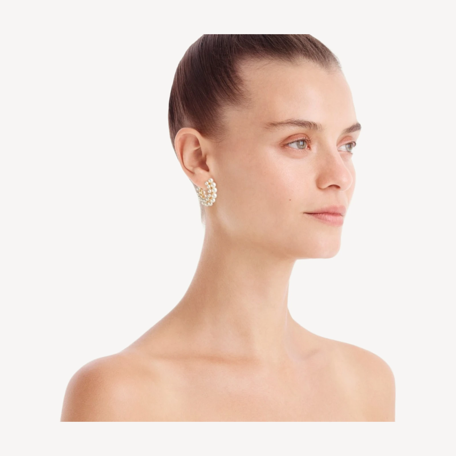 Layered mini-pearl hoop earrings