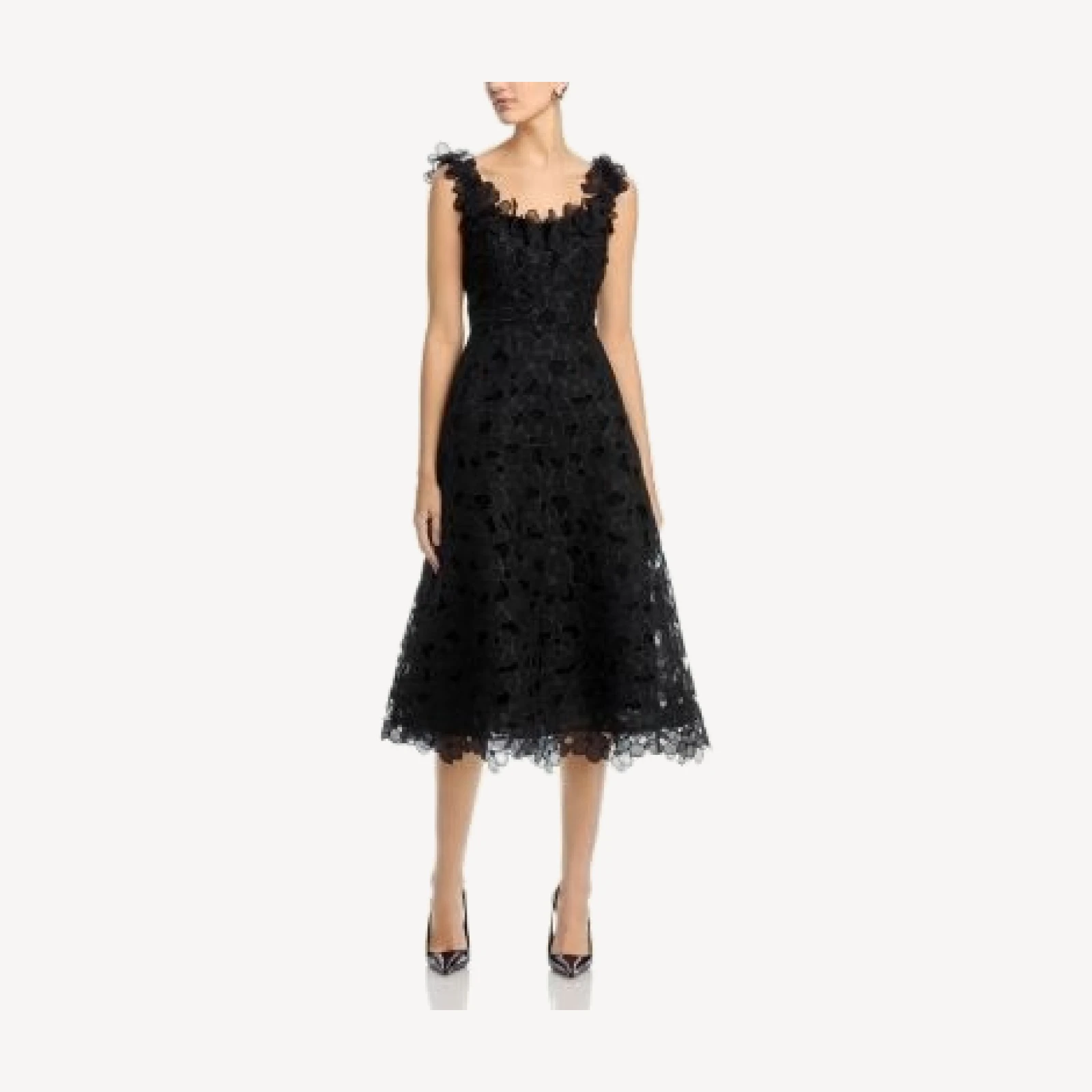 Teri Jon by Rickie Freeman Organza Lace 3D Floral Dress