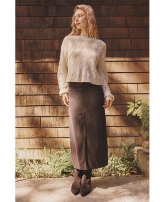 Splendid Ryder Faux Suede Slit Skirt