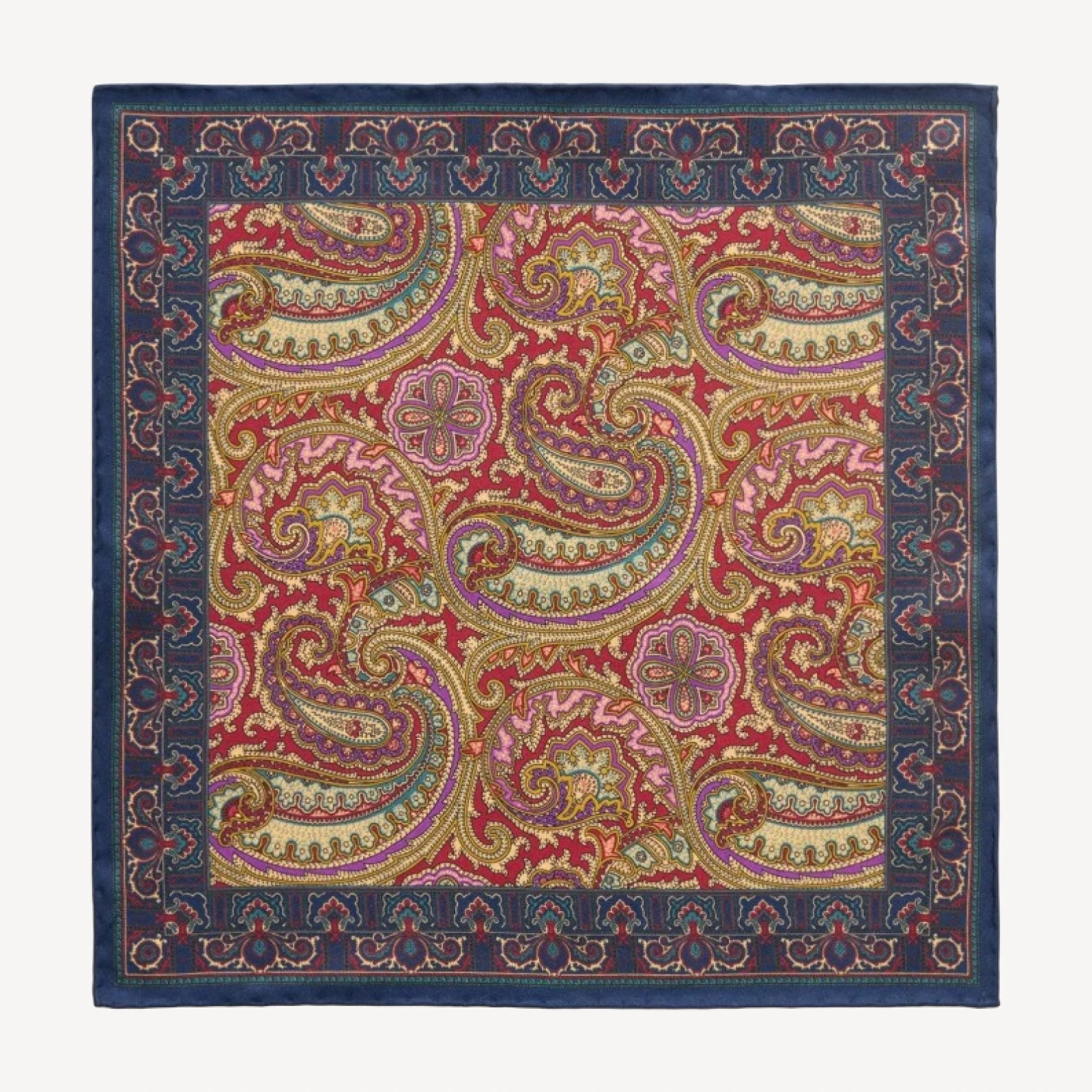 English silk pocket square in paisley