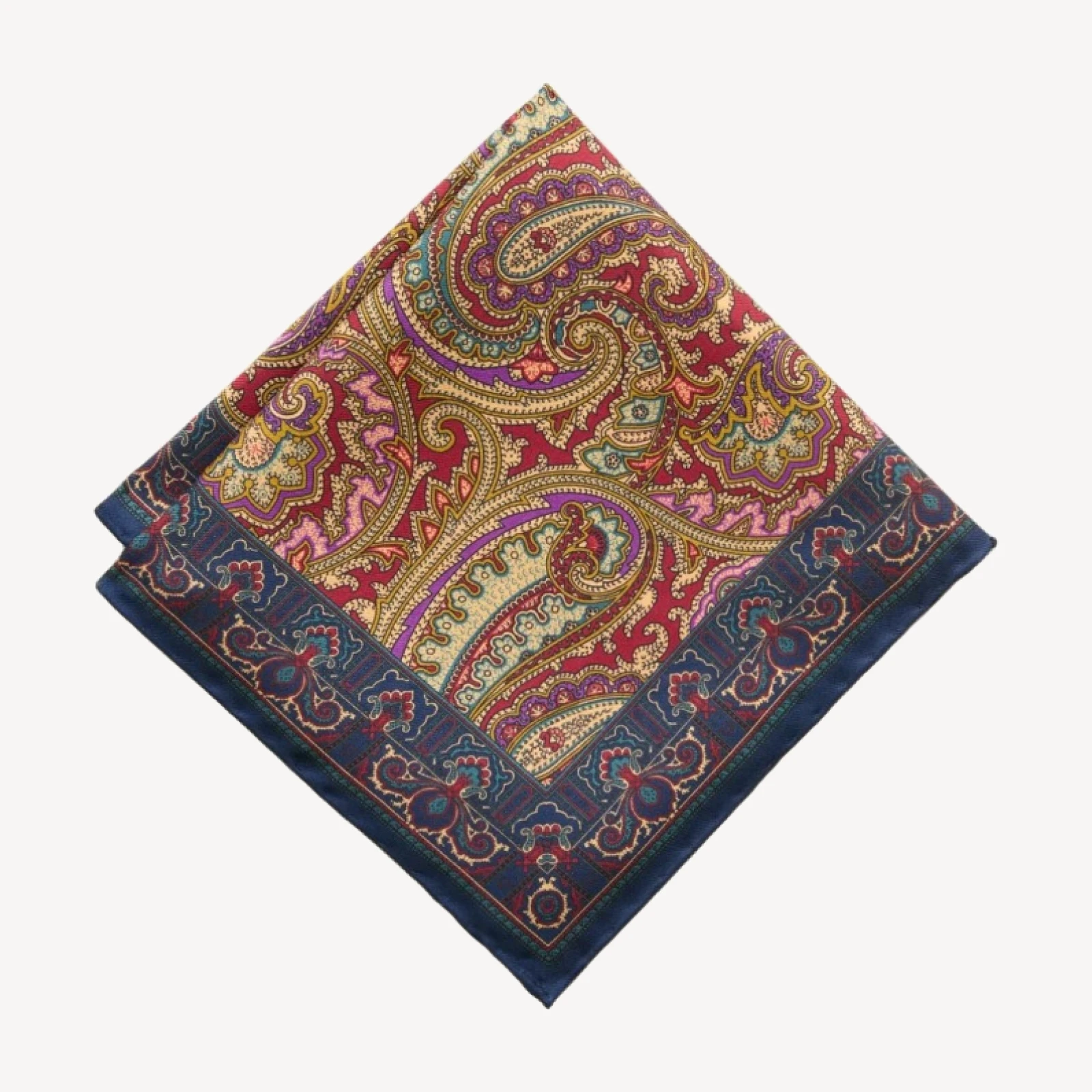 English silk pocket square in paisley