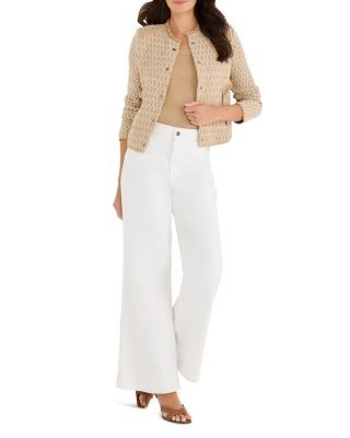 Nic+Zoe Brocade Fringe Knit Jacket