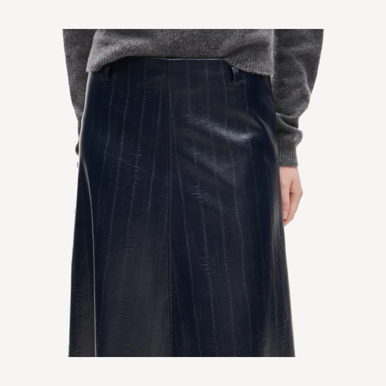 A-line skirt in eel-embossed faux leather