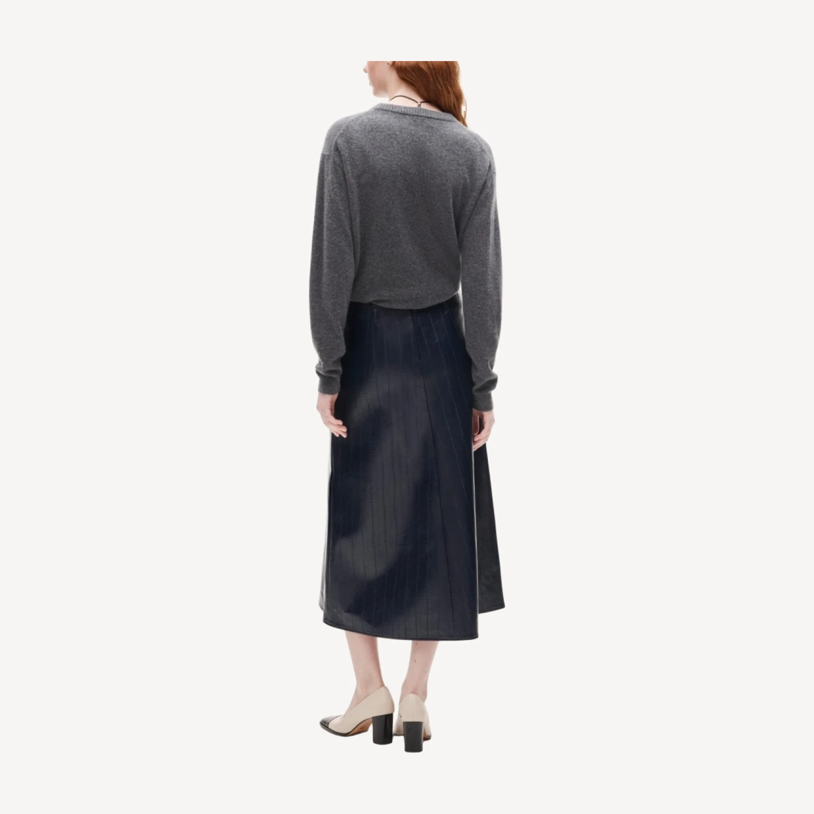 A-line skirt in eel-embossed faux leather