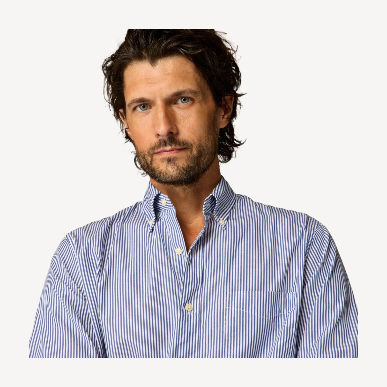 Secret Wash cotton poplin shirt in stripe