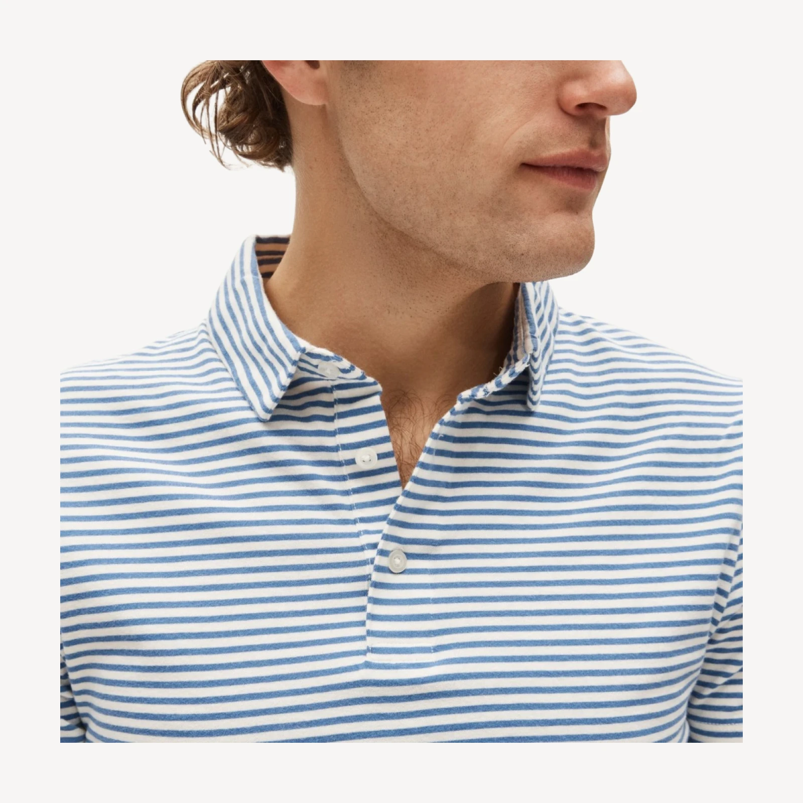 Sueded cotton polo shirt in stripe