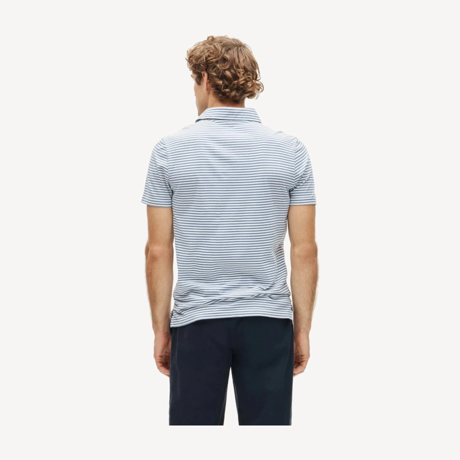 Sueded cotton polo shirt in stripe