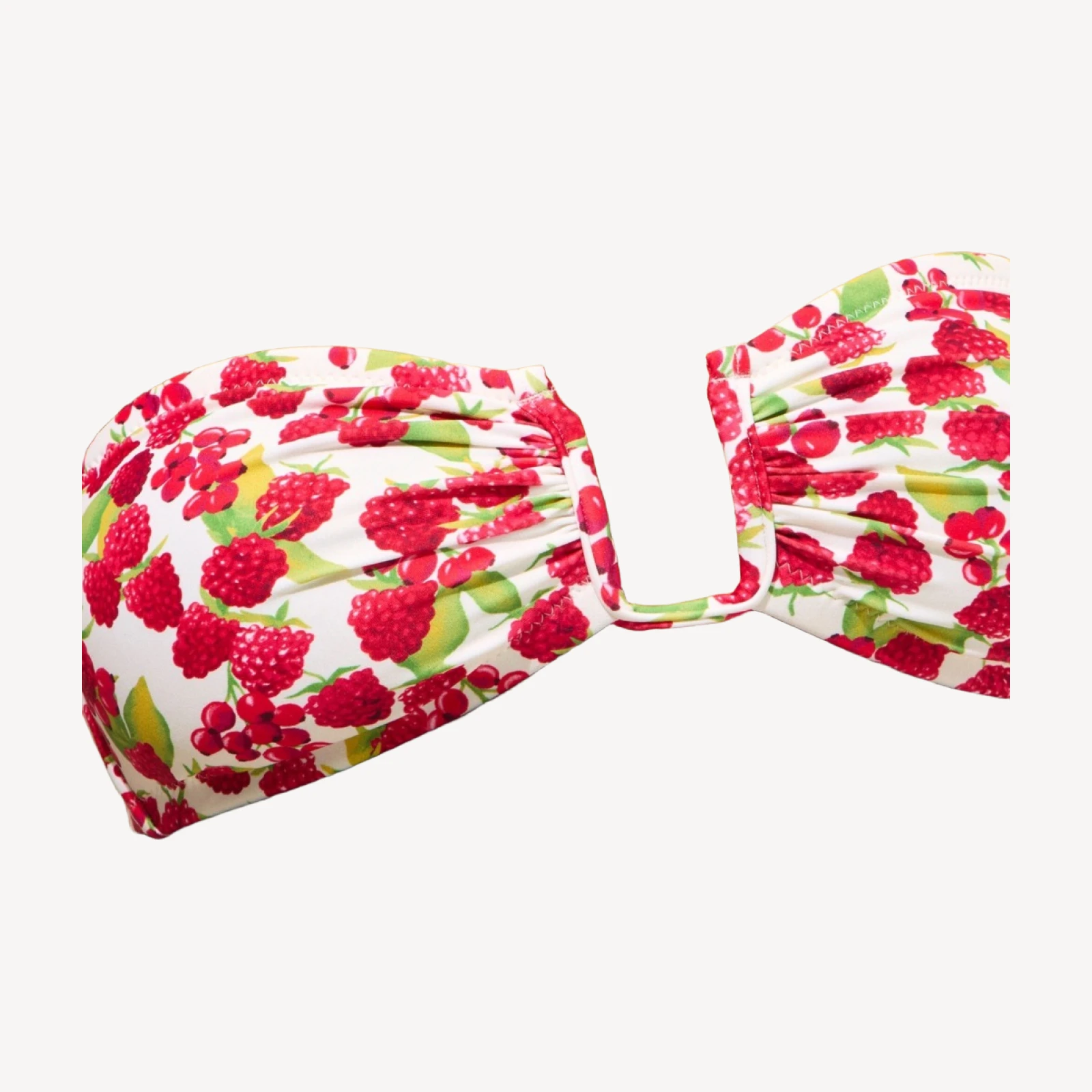 Mira bandeau bikini top in raspberry print