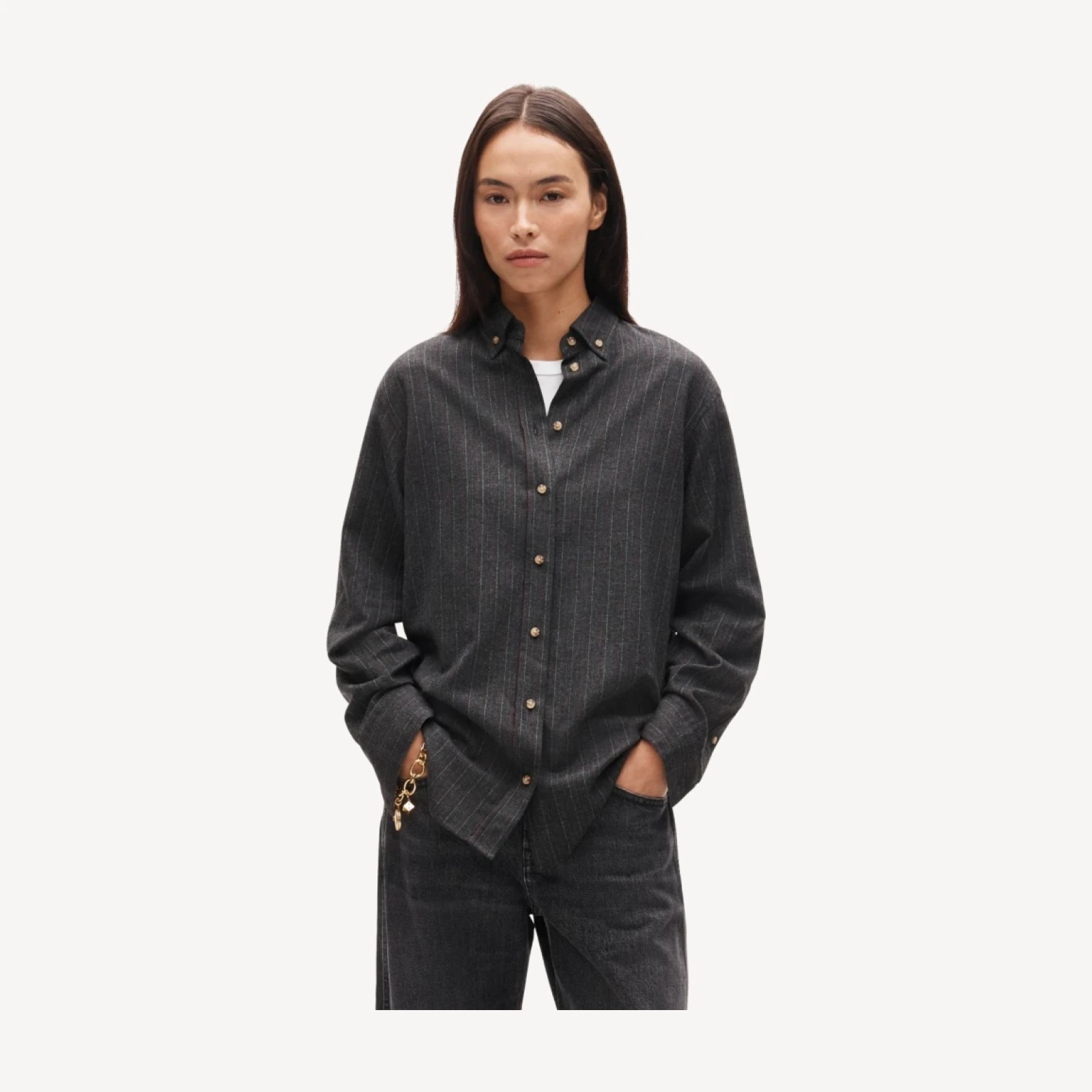 Esme button-up shirt in Italian wool blend