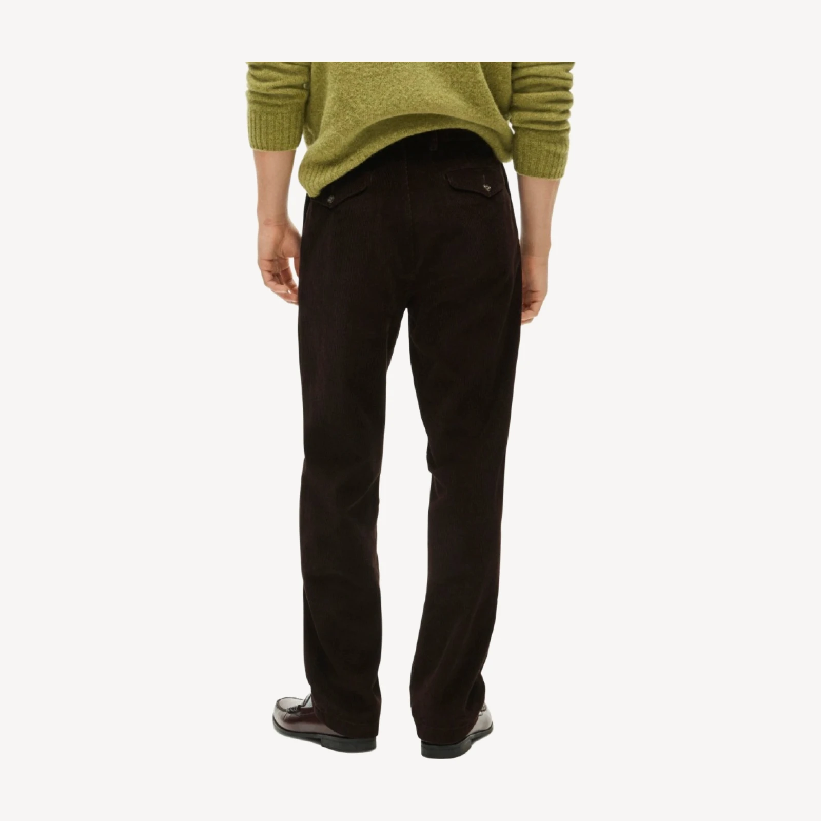 Relaxed-fit double-pleated corduroy pant