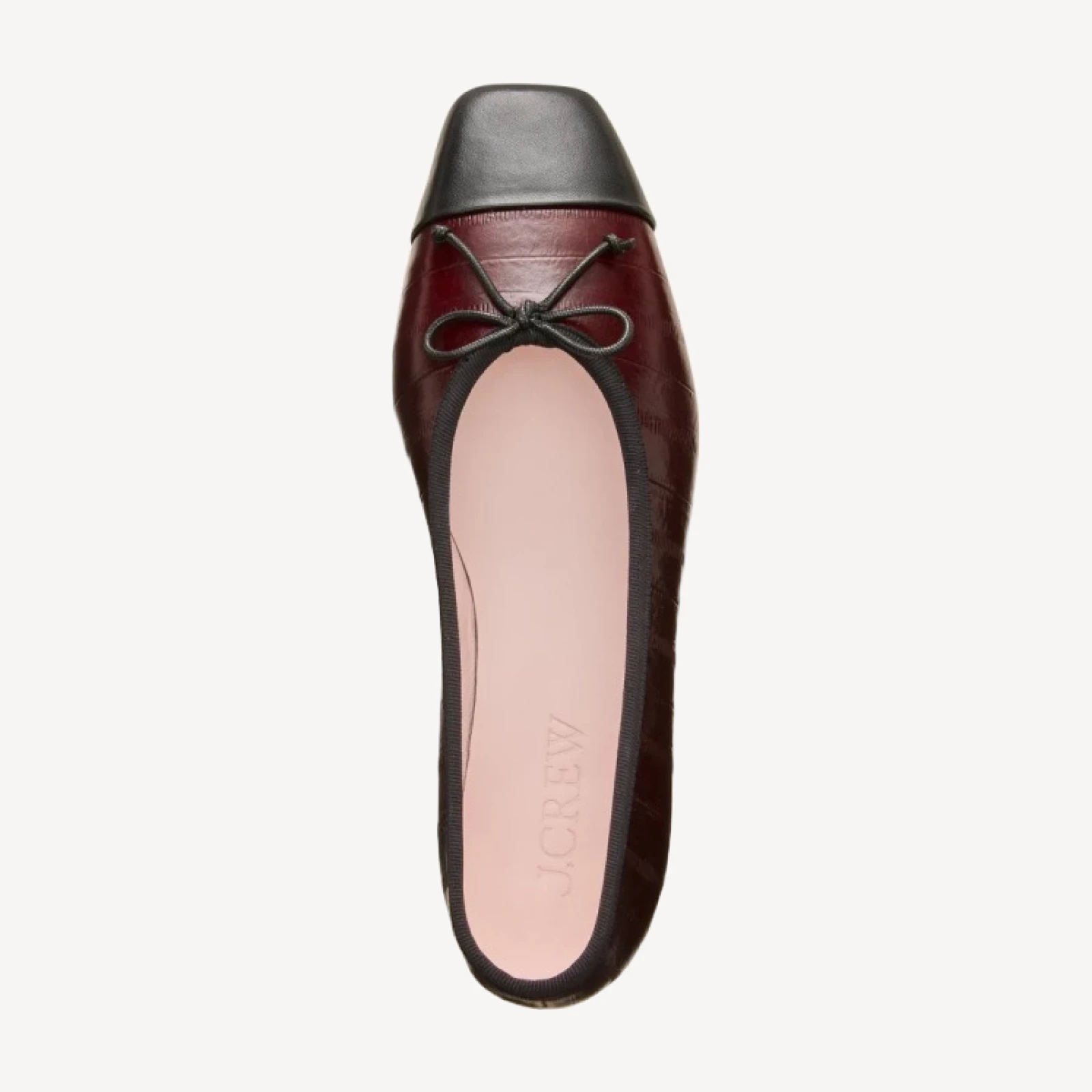 Sophie cap toe ballet flats in eel-embossed leather