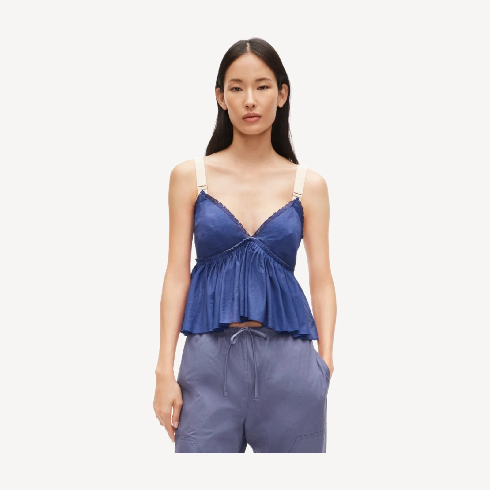 Empire-waist top in cotton voile