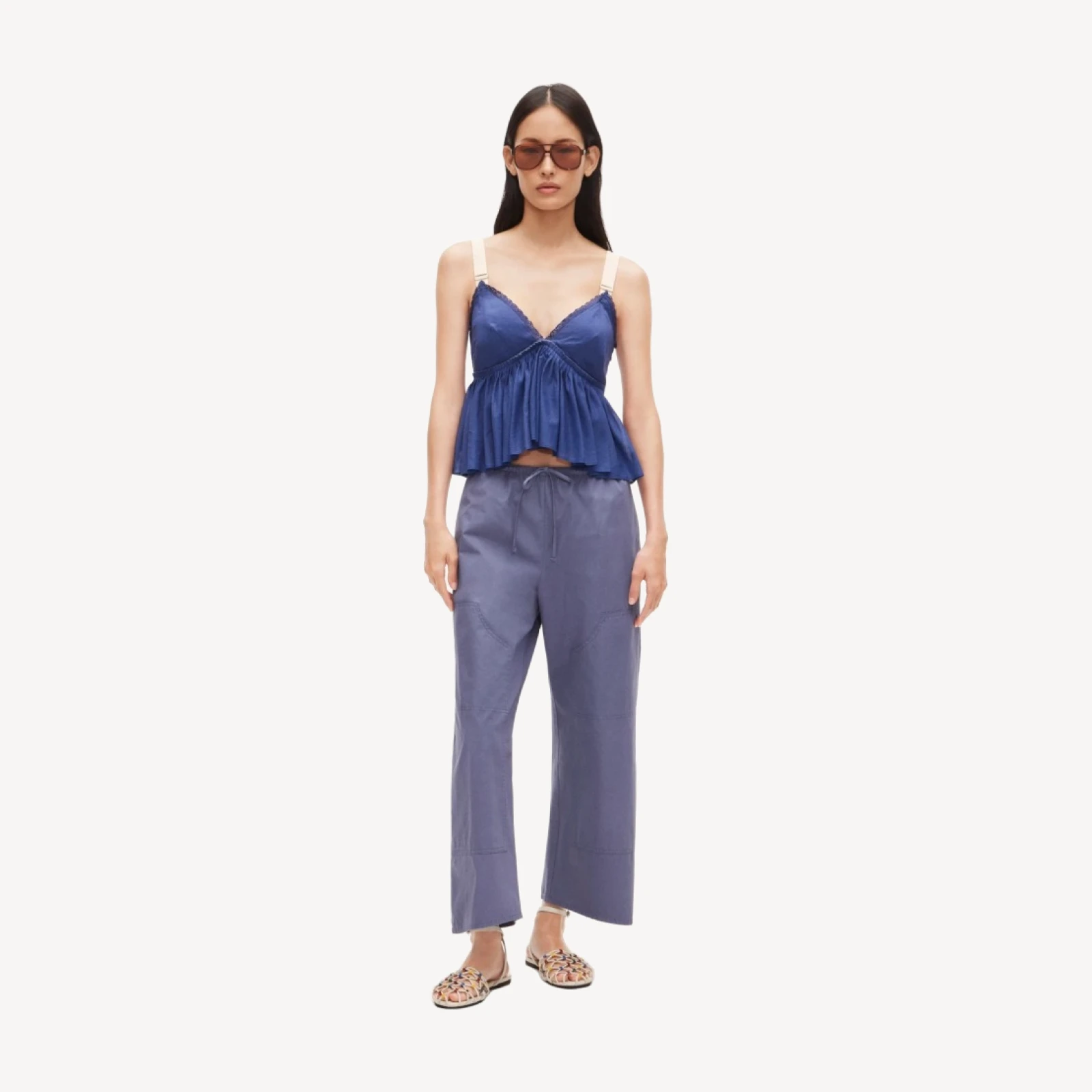 Empire-waist top in cotton voile