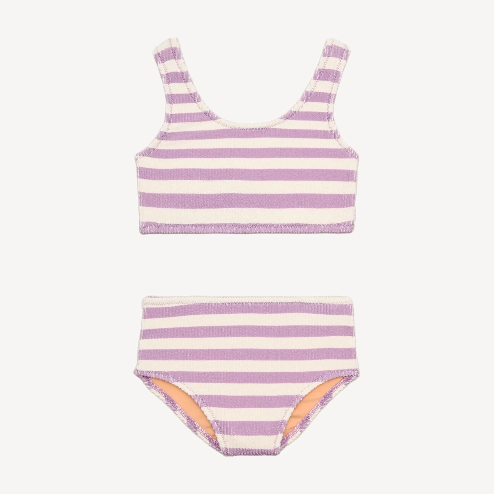 Girls' scrunchie scoopneck two-piece swimsuit in stripe