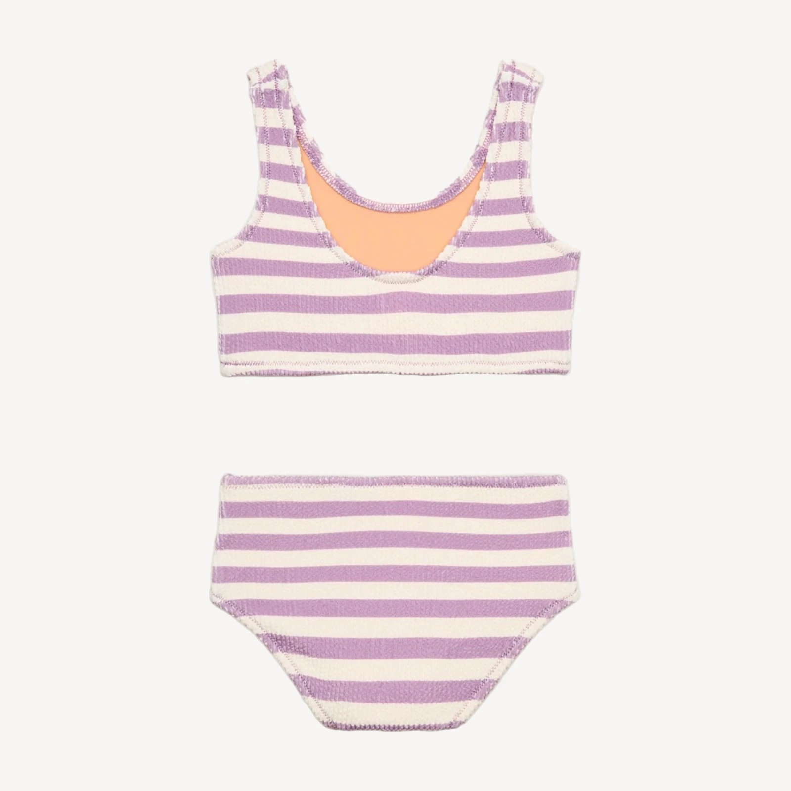 Girls' scrunchie scoopneck two-piece swimsuit in stripe