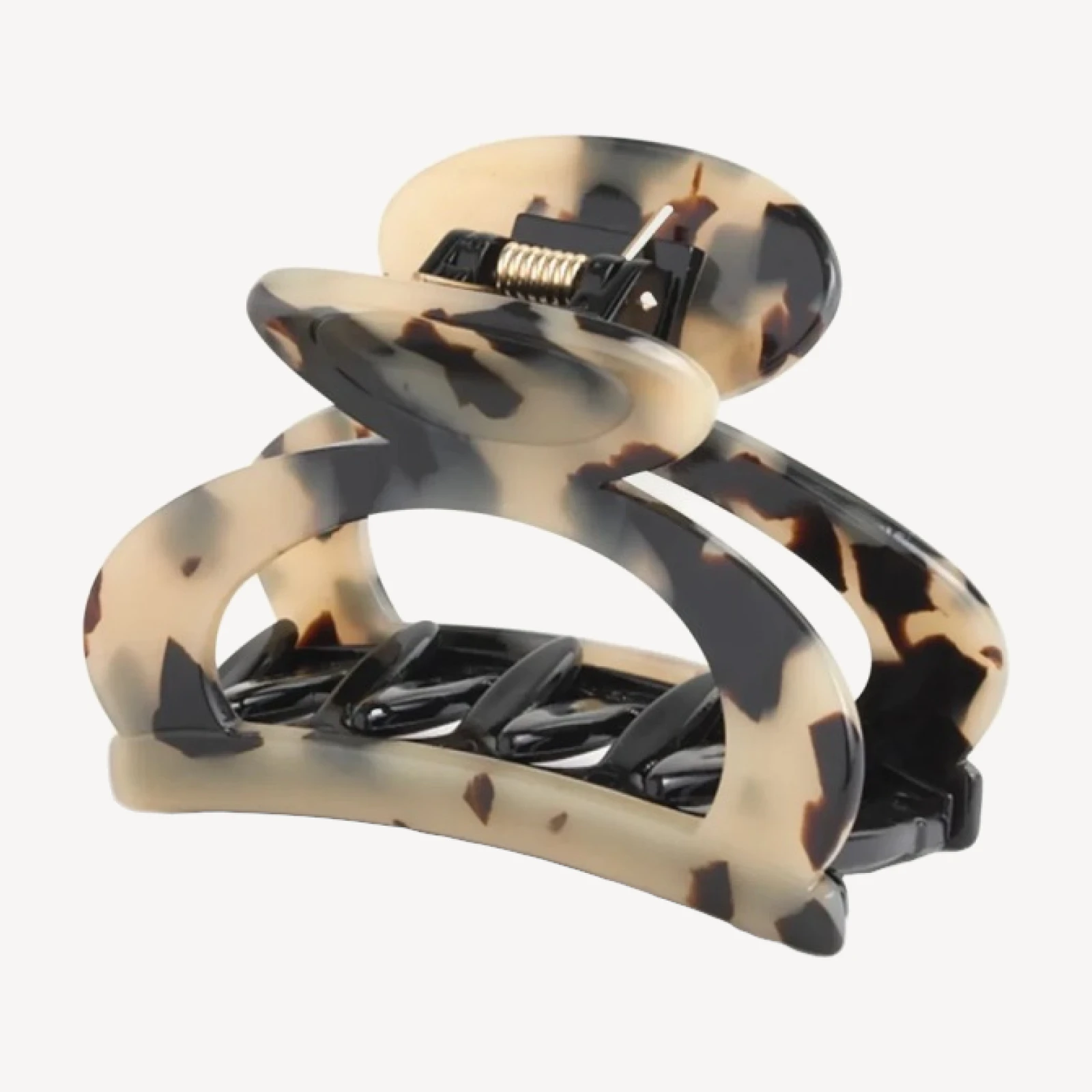 Rounded open-sided hair clip in Italian tortoise