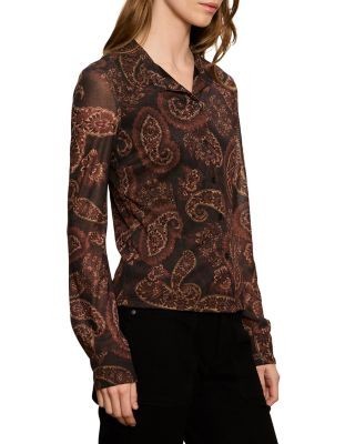 Sanctuary Fitted Mesh Button Down Top